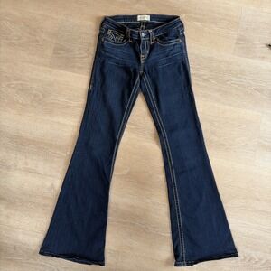 Big Star Liv Jeans Womens 27L Dark Wash Bootcut Flare Stretch Denim Y2K
